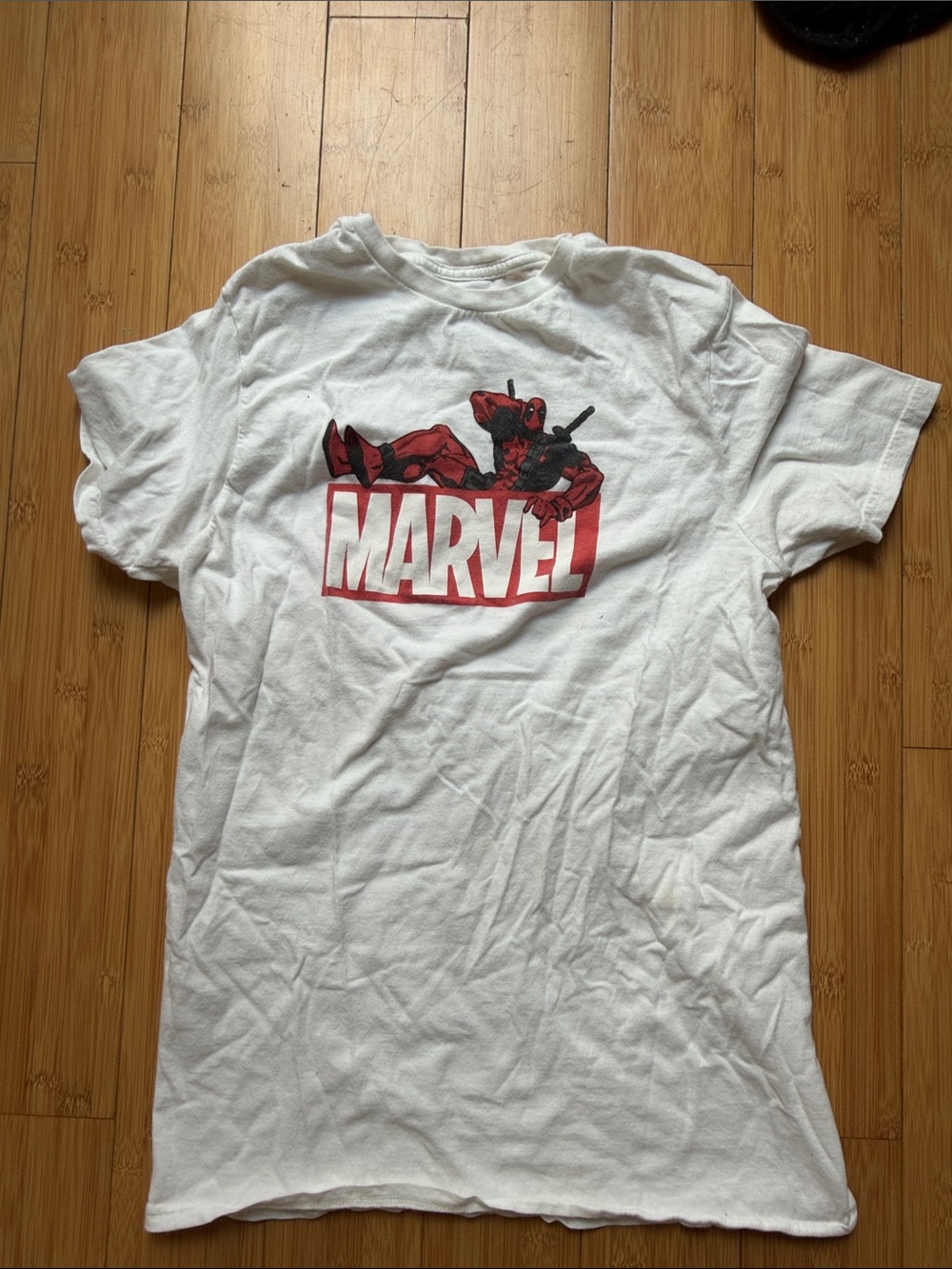 Marvel White Tag-Style Logo Tee